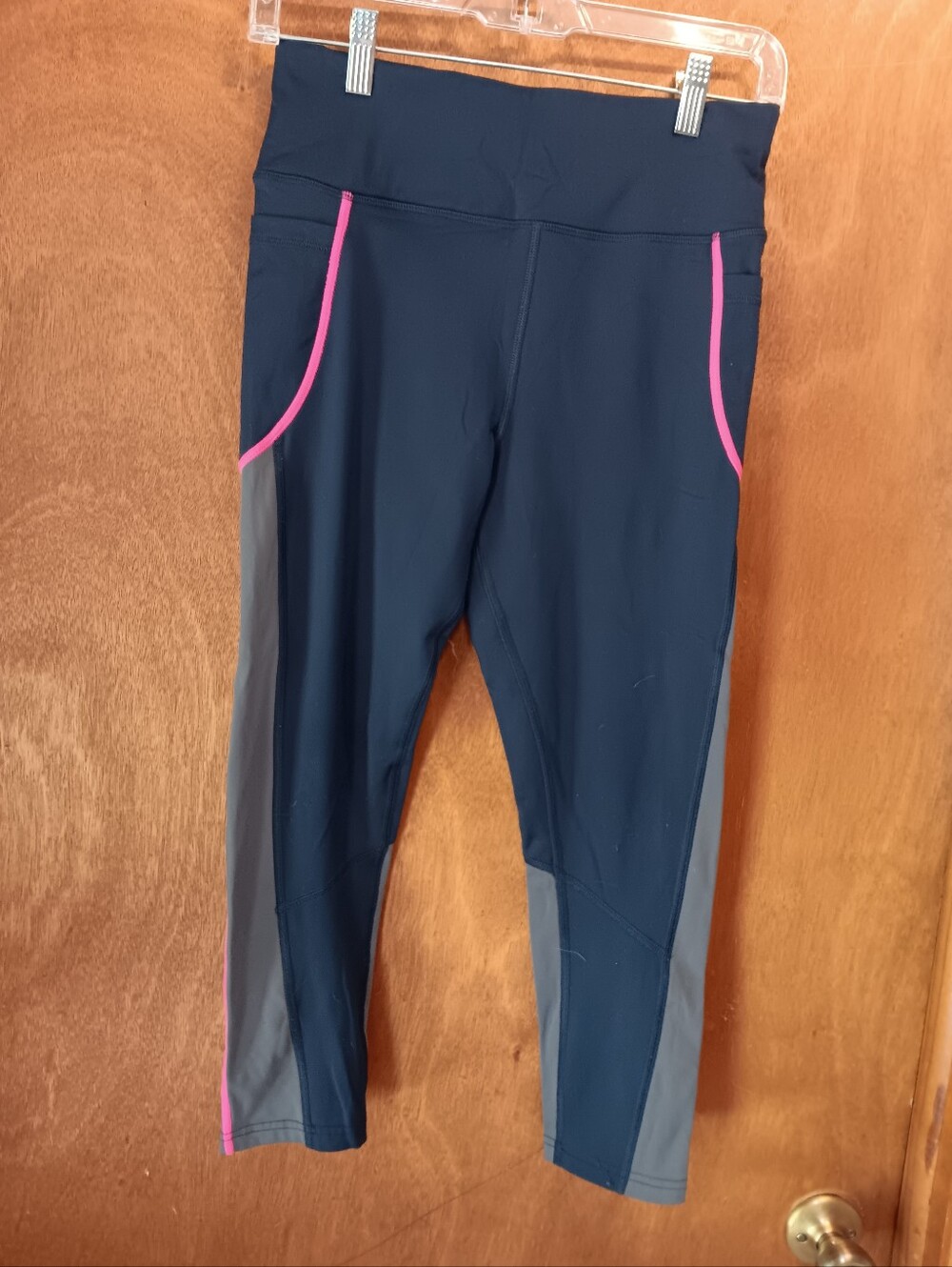 Avia Navy Athletic Capris with Pink Trim and Gray Panels